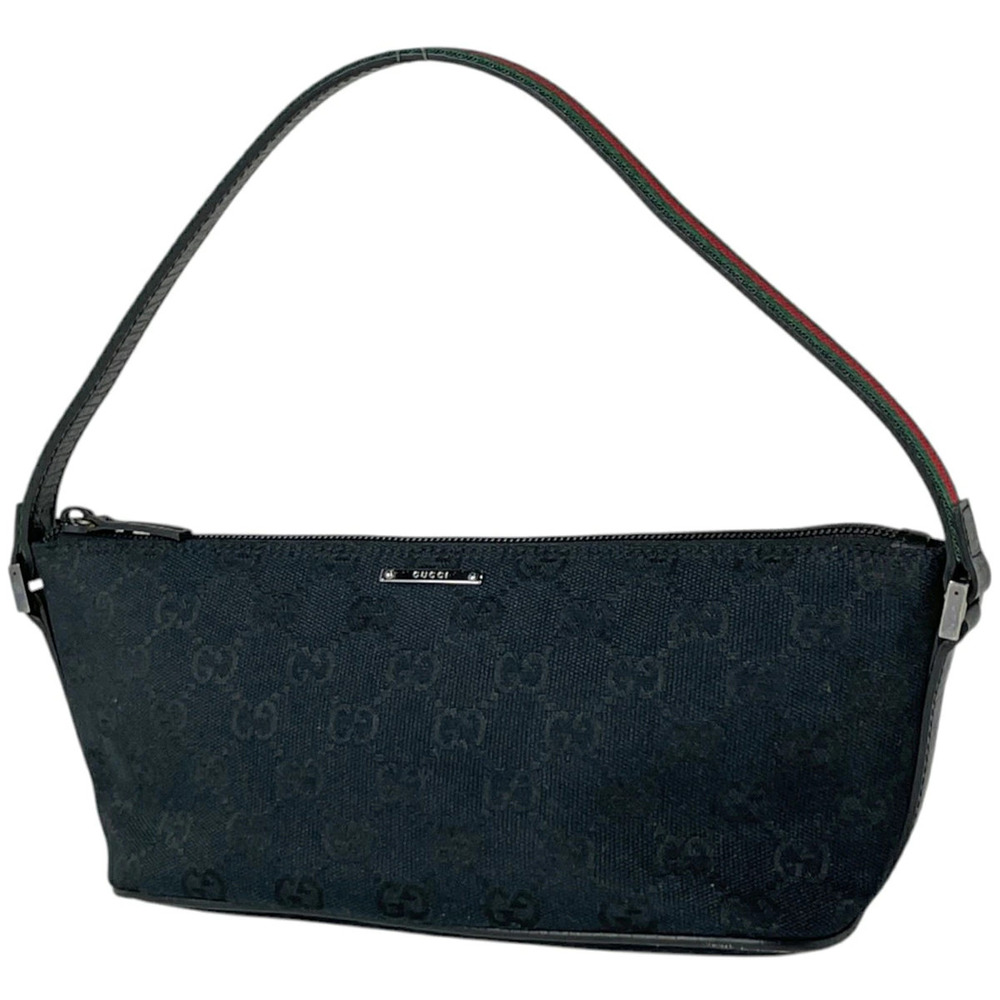 Gucci Handbag GG Sherry Web Accessory Pouch Clutch Canvas Black